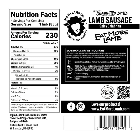 Lamb Sausage (4) - Spicy Calabrian