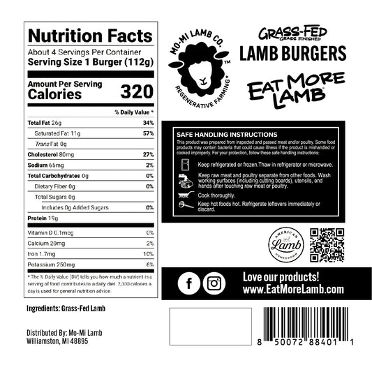 Lamb Burgers (6) - 1lb Bulk